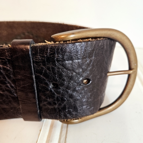 Vintage Fossil Studded Brown Leather Belt Wide Western Moto Boho L main image 8